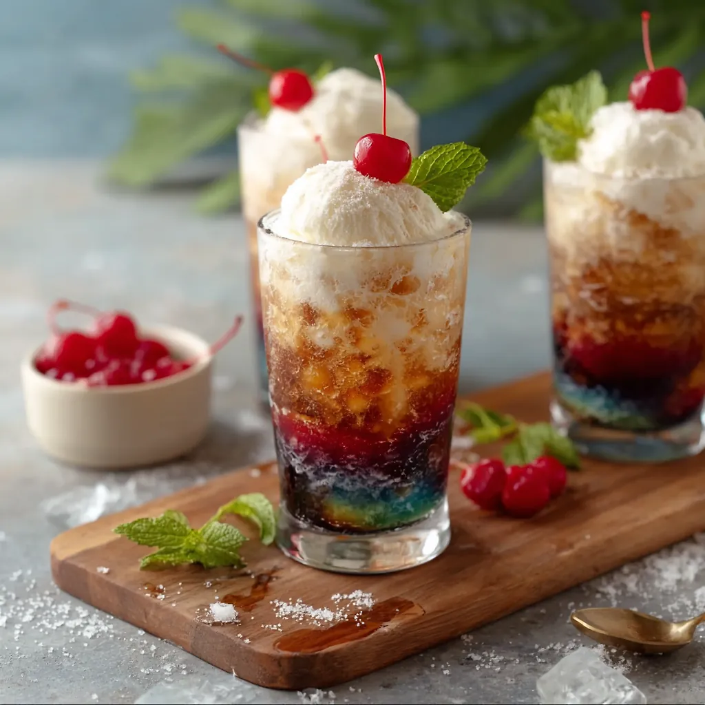 Rebel Floats: The Ultimate 3-Minute Probiotic Dessert Drink 3 Perfect Rebel Floats in elegant glass with garnish