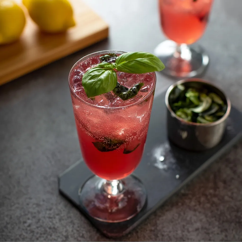 Perfect Berry Kombucha Mocktail with Basil