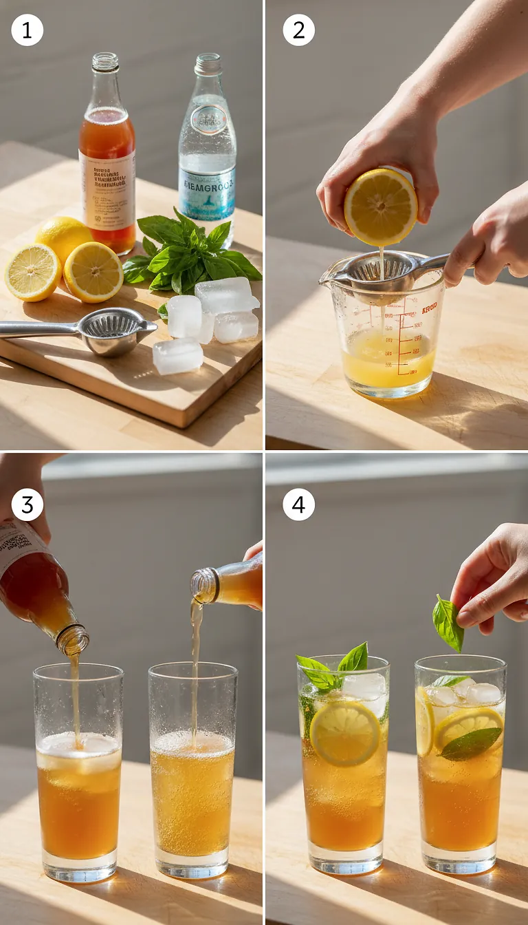 Step-by-Step Instructions for Berry Kombucha Mocktail with Basil