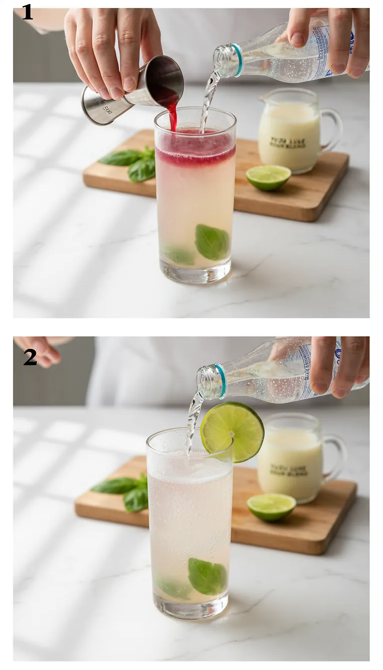 Step-by-Step Instructions for Sweet Hibiscus & Yuzu Lime Basil Fizz
