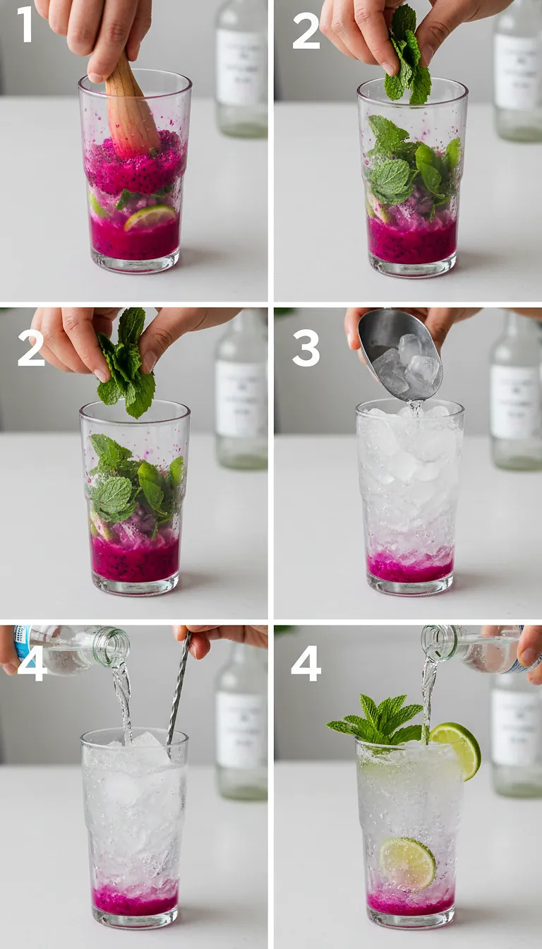 Step-by-Step Instructions for Dragonfruit Mojito Mocktail
