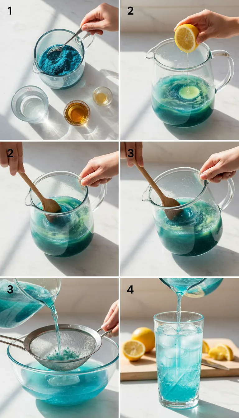 Simple Bali Blue Lemonade: Refreshing Blue Spirulina Mocktail Recipe 3 Step-by-Step Instructions for Simple Bali Blue Lemonade