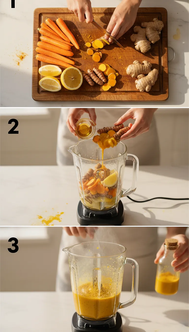 Step-by-Step Instructions for Wellness Shots With Ginger and Turmeric