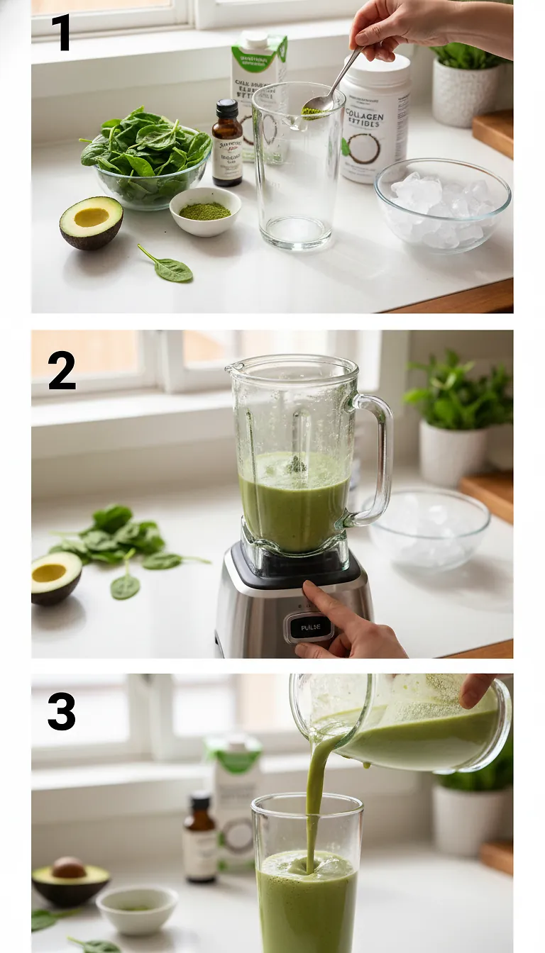 Step-by-Step Instructions for Matcha Avocado Smoothie (No Fruit)