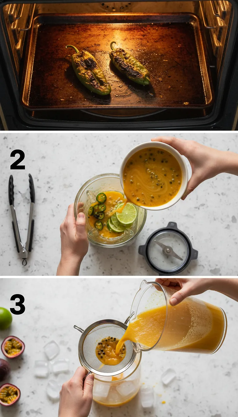 Step-by-Step Instructions for Spicy Passion Fruit Mocktail AKA Mockarita