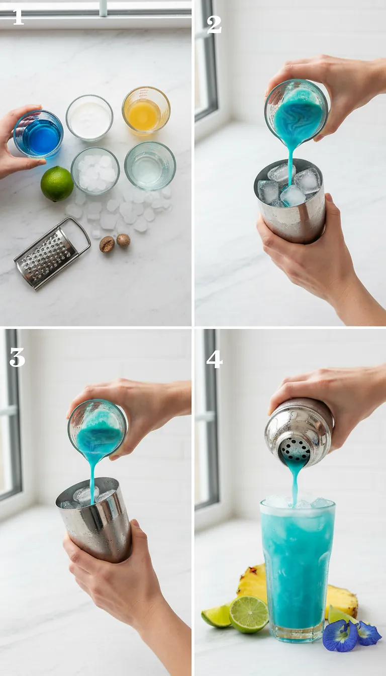 Step-by-Step Instructions for Baby Blue Colada Mocktail