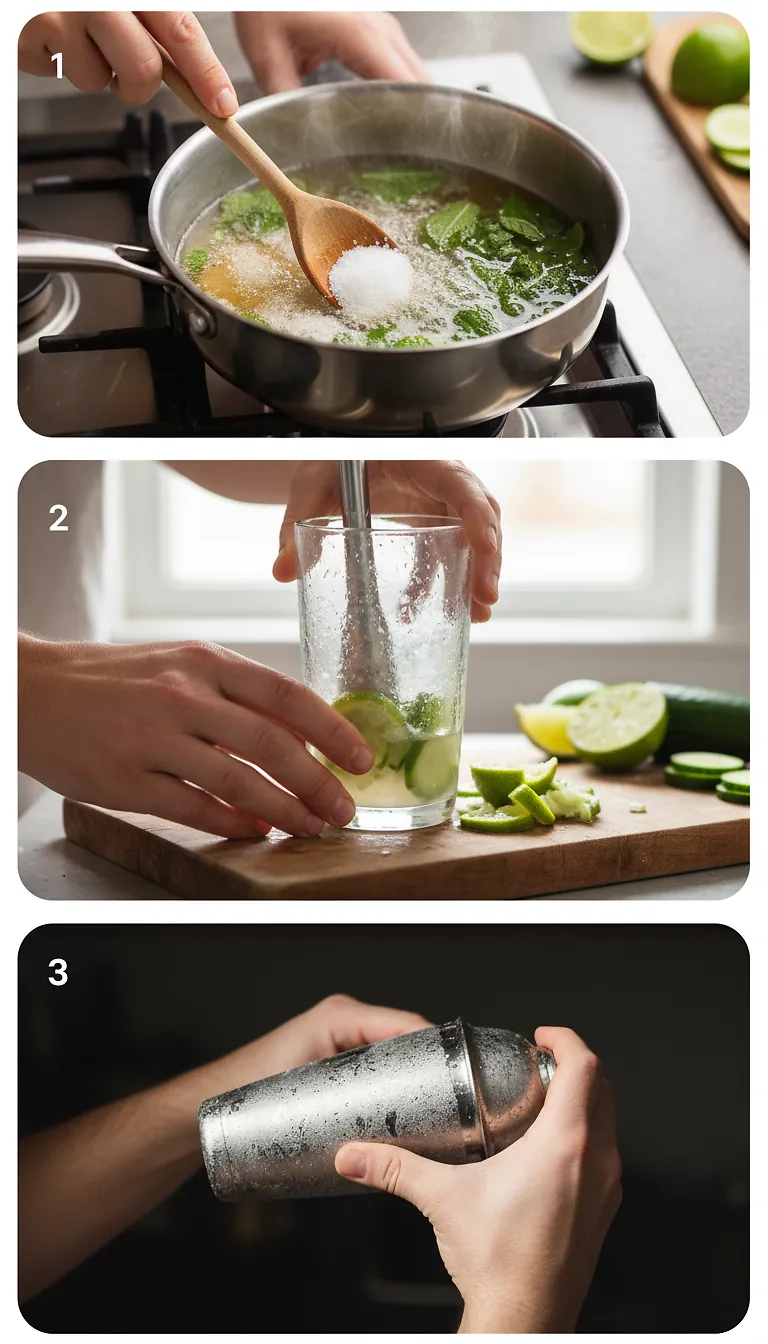 Step-by-Step Instructions for Cucumber-Mint Sparkler