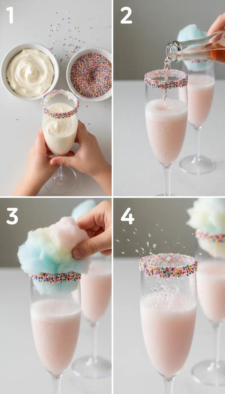 Step-by-Step Instructions for Cotton Candy New Years Eve Mocktail for Kids
