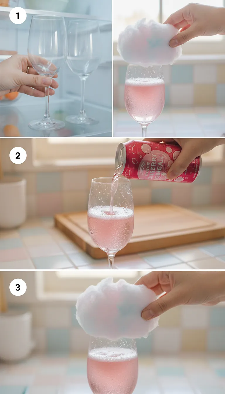 Step-by-Step Instructions for Sparkling Cotton Candy Mocktail