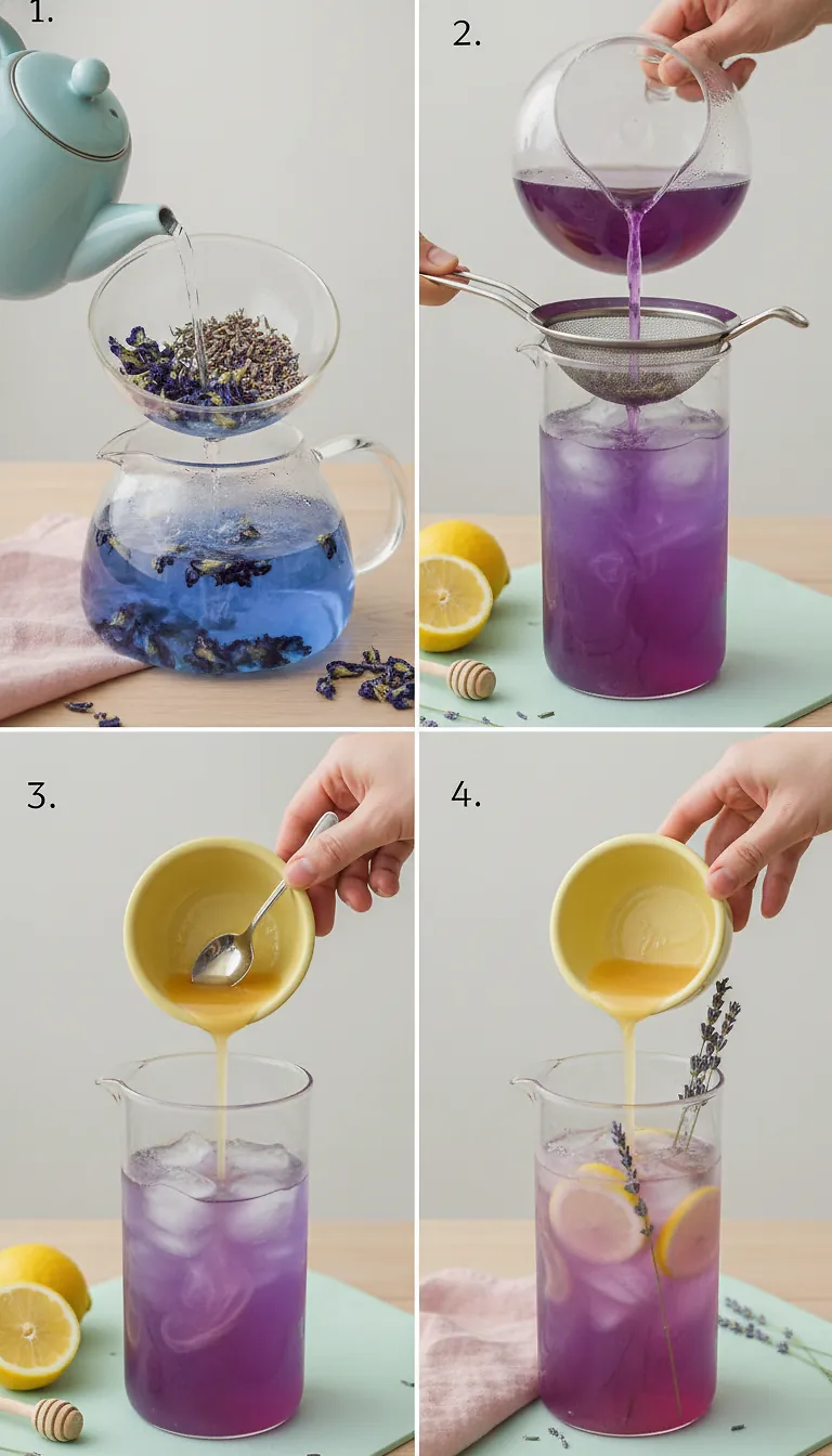 Step-by-Step Instructions for Butterfly Pea Flower Lavender Lemonade