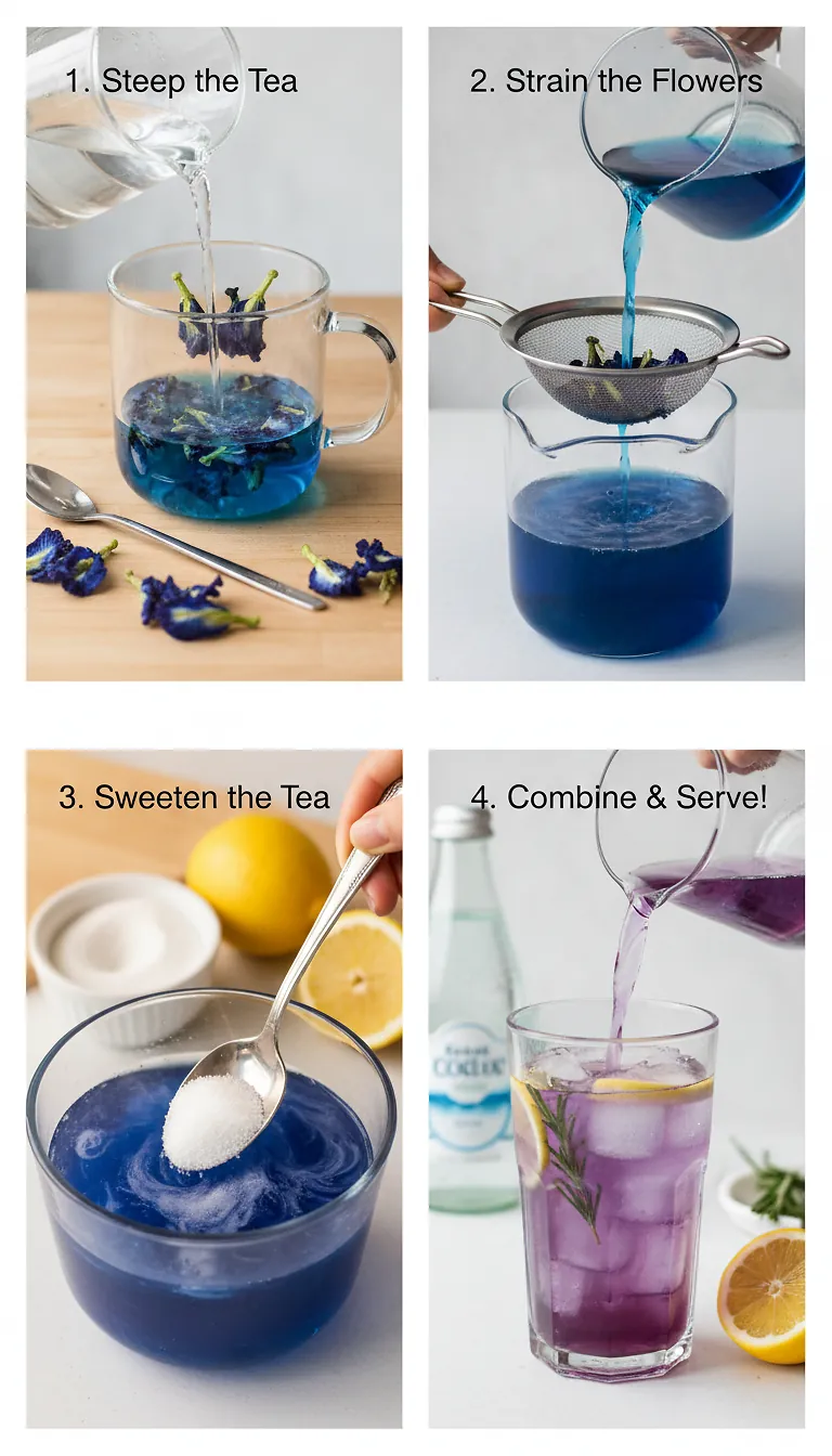 Step-by-Step Instructions for Butterfly Pea Tea Lemonade