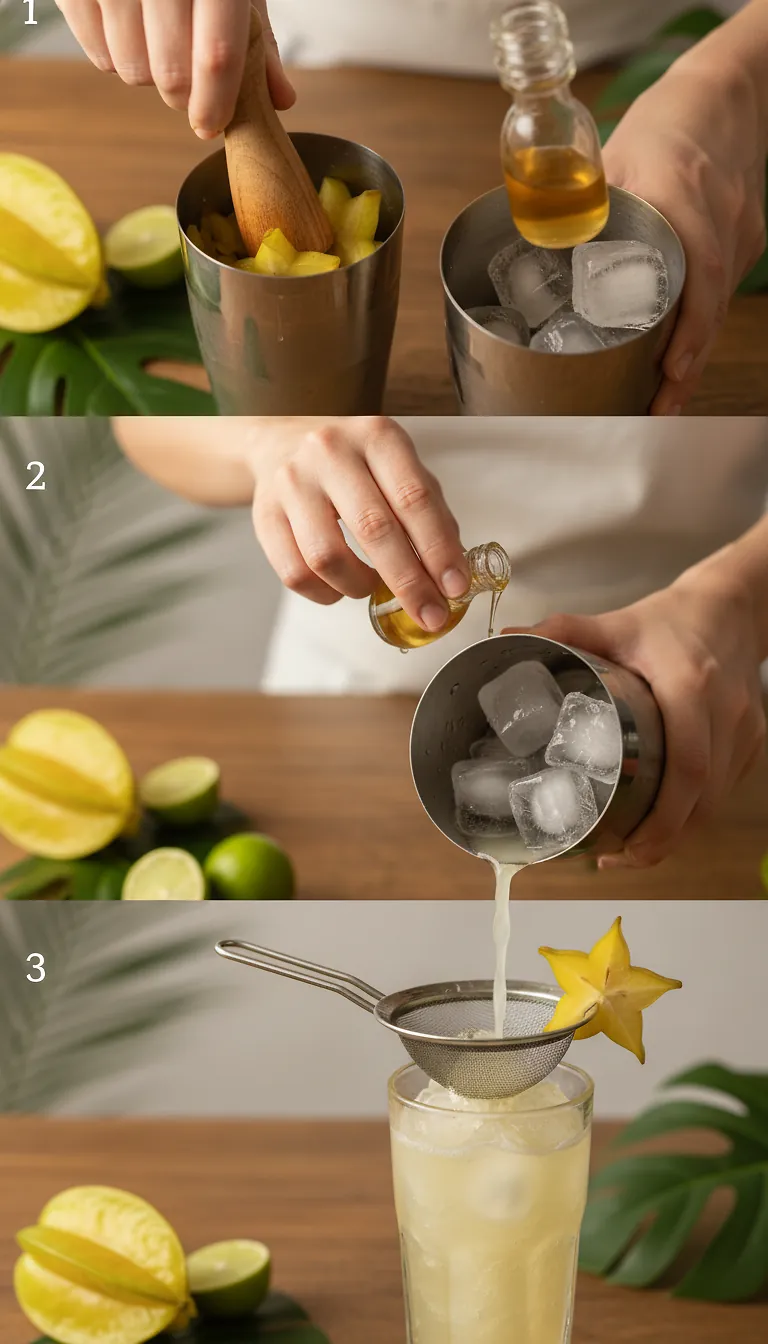 Starfruit Fizz Mocktail 3 Step-by-Step Instructions for Starfruit Fizz Mocktail
