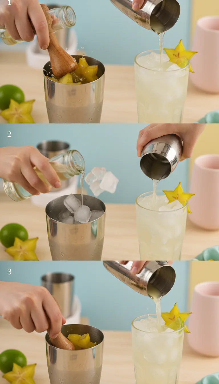 Starfruit Fizz Mocktail 3 Step-by-Step Instructions for Starfruit Fizz Mocktail