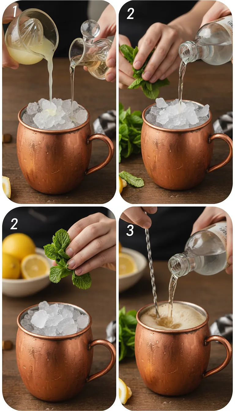 Step-by-Step Instructions for Sweet Lemon and Mint Moscow Mule