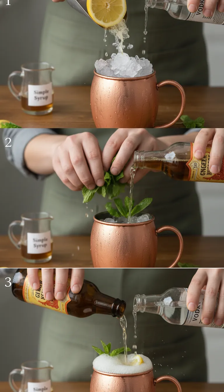 Step-by-Step Instructions for Sweet Lemon and Mint Moscow Mule